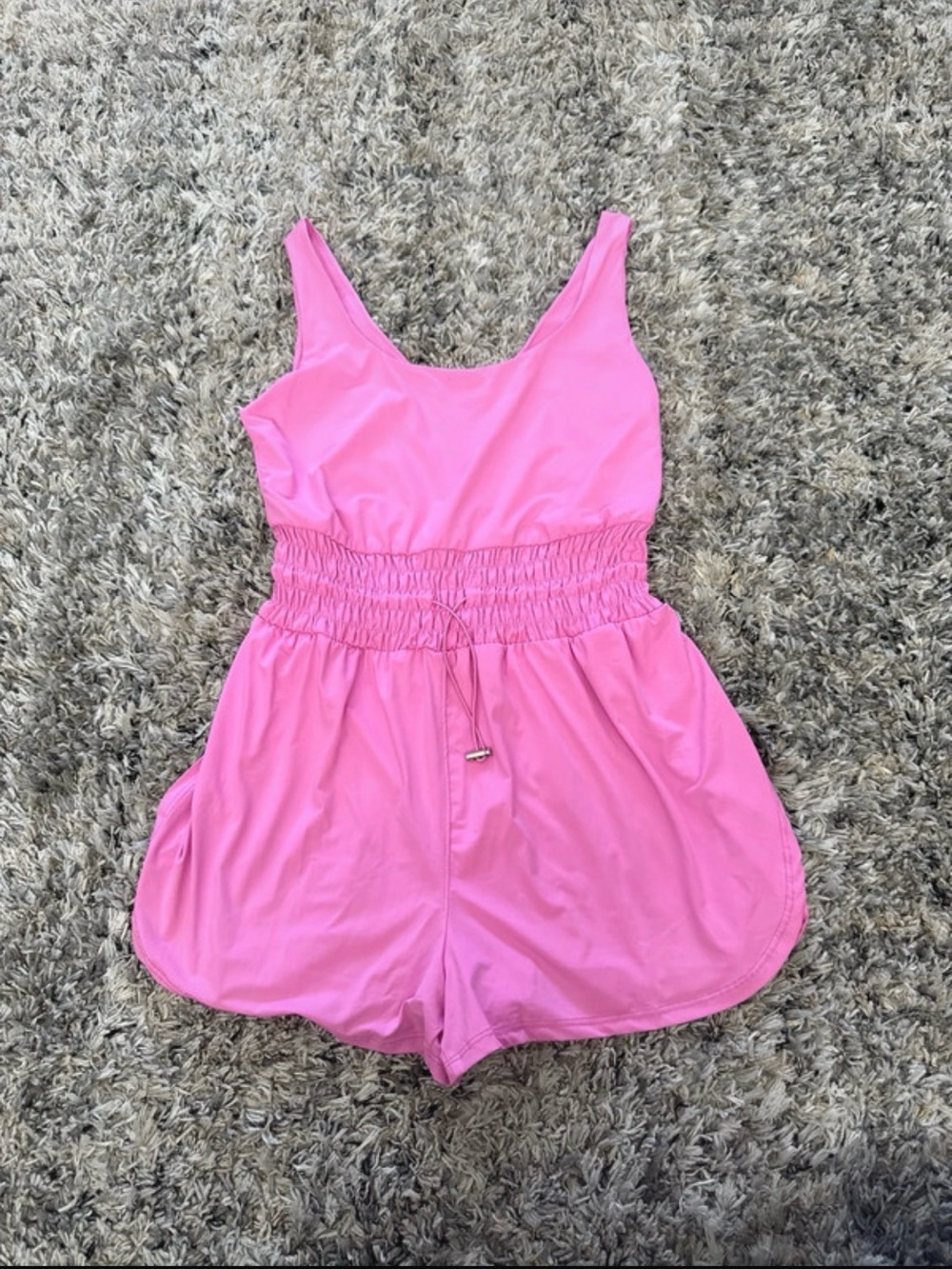 Women’s Pink Shirred Waist Romper